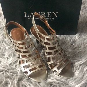 Brand new Ralph Lauren gold metallic shoes